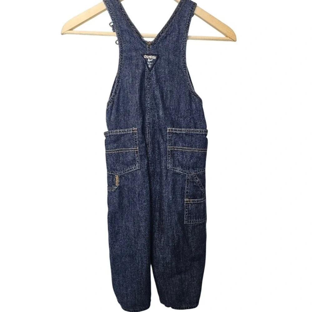 OshKosh B'gosh‎ Boys Plaid-Lined Denim Overalls | Retro Classic Style Size 4T